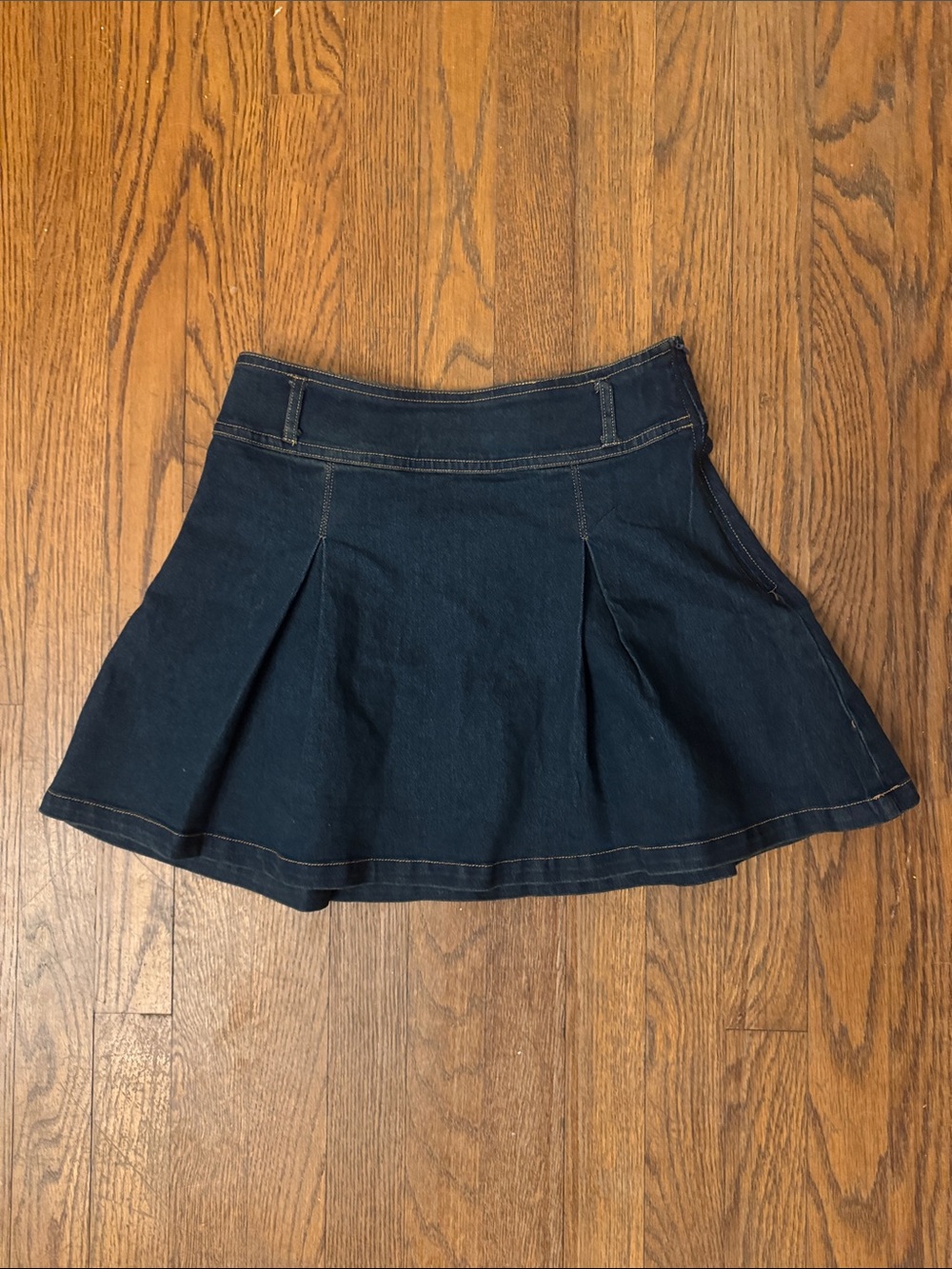TCEC Navy Denim-Style Pleated Skater Skirt